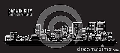 Cityscape Building Line art Vector Illustration design - Darwin city Vector Illustration