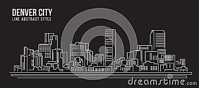 Cityscape Building Line art Vector Illustration design - Denver city Vector Illustration