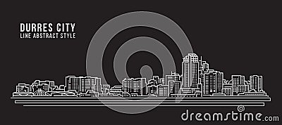 Cityscape Building Line art Vector Illustration design - Durres city Vector Illustration