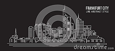 Cityscape Building Line art Vector Illustration design - frankfurt city Vector Illustration