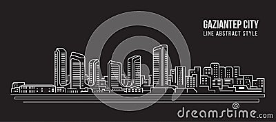 Cityscape Building Line art Vector Illustration design - Gaziantep city Vector Illustration