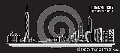 Cityscape Building Line art Vector Illustration design - Guangzhou city Vector Illustration