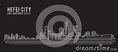 Cityscape Building Line art Vector Illustration design - Hefei city Vector Illustration