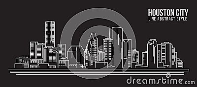 Cityscape Building Line art Vector Illustration design - Houston city Vector Illustration