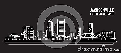 Cityscape Building Line art Vector Illustration design - jacksonville city Vector Illustration