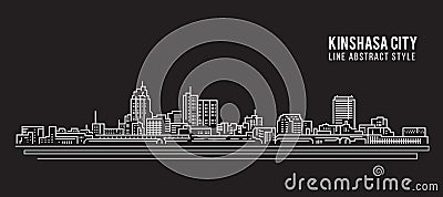 Cityscape Building Line art Vector Illustration design - Kinshasa city Vector Illustration