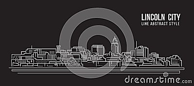 Cityscape Building Line art Vector Illustration design - Lincoln city Vector Illustration