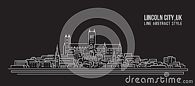 Cityscape Building Line art Vector Illustration design - Lincoln city ,UK Vector Illustration