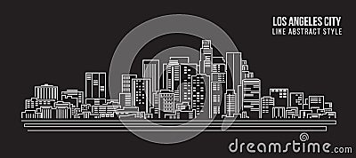 Cityscape Building Line art Vector Illustration design - Los Angeles City Vector Illustration