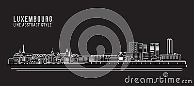 Cityscape Building Line art Vector Illustration design - Luxembourg city Vector Illustration