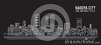 Cityscape Building Line art Vector Illustration design - Nagoya city Vector Illustration