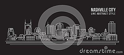 Cityscape Building Line art Vector Illustration design - Nashville city Vector Illustration