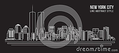 Cityscape Building Line art Vector Illustration design - new york city Vector Illustration