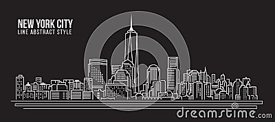 Cityscape Building Line art Vector Illustration design - New York city Vector Illustration