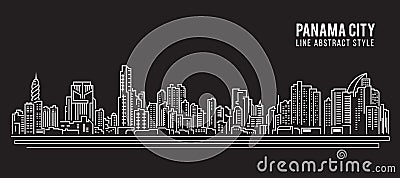 Cityscape Building Line art Vector Illustration design - Panama city Vector Illustration