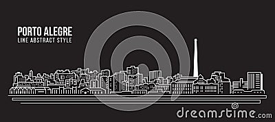 Cityscape Building Line art Vector Illustration design - Porto alegre city Vector Illustration