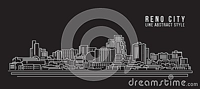 Cityscape Building Line art Vector Illustration design - Reno city Vector Illustration