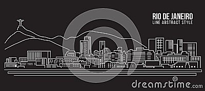 Cityscape Building Line art Vector Illustration design - rio de janeiro city Vector Illustration