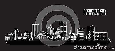 Cityscape Building Line art Vector Illustration design - Rochester city Vector Illustration