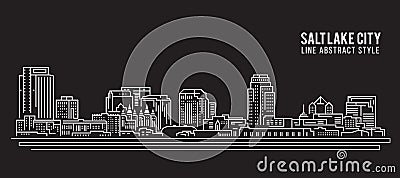 Cityscape Building Line art Vector Illustration design - Salt Lake City Vector Illustration