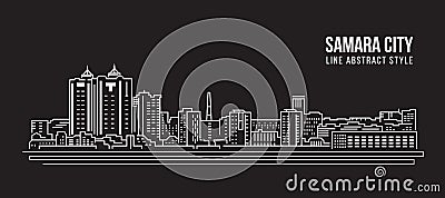 Cityscape Building Line art Vector Illustration design - Samara city Vector Illustration