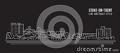 Cityscape Building Line art Vector Illustration design - Stoke-on-Trent city Vector Illustration