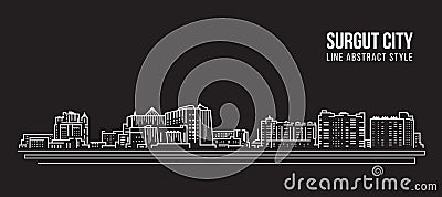 Cityscape Building Line art Vector Illustration design - surgut city Vector Illustration