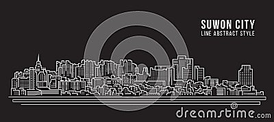 Cityscape Building Line art Vector Illustration design - suwon city Vector Illustration