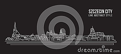 Cityscape Building Line art Vector Illustration design - Szczecin city Vector Illustration