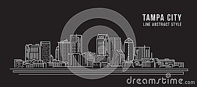 Cityscape Building Line art Vector Illustration design - Tampa city Vector Illustration