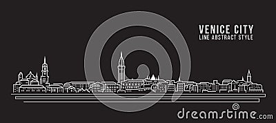 Cityscape Building Line art Vector Illustration design - Venice city Vector Illustration