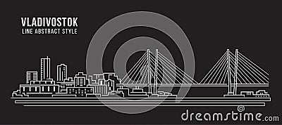 Cityscape Building Line art Vector Illustration design - Vladivostok city Vector Illustration