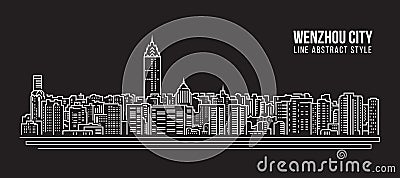 Cityscape Building Line art Vector Illustration design - Wenzhou city Vector Illustration