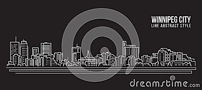 Cityscape Building Line art Vector Illustration design - Winnipeg city Vector Illustration