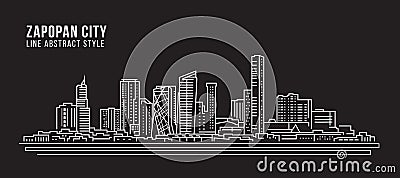 Cityscape Building Line art Vector Illustration design - Zapopan city Vector Illustration