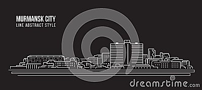 Cityscape Building panorama Line art Vector Illustration design - Murmansk city Vector Illustration