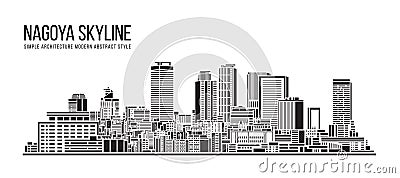 Cityscape Building Simple architecture modern abstract style art Vector Illustration design - Nagoya city Vector Illustration