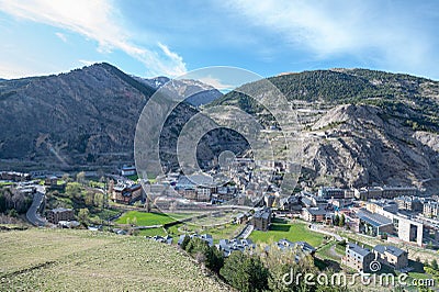 Cityscape of Canillo in spring. Canillo, Andorra Stock Photo