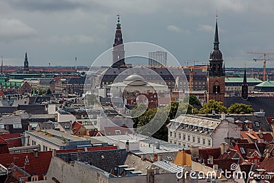 Cityscape with Church of the Holy Ghost and Thorvaldsen Museum Editorial Stock Photo