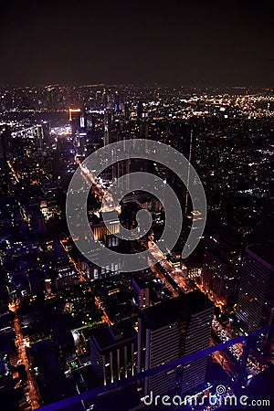 Cityscape, colorful of night life of Bangkok,Thailand. Stock Photo