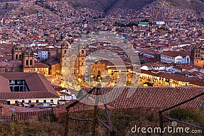 Cityscape of Cusco, Peru at the sunset. Editorial Stock Photo