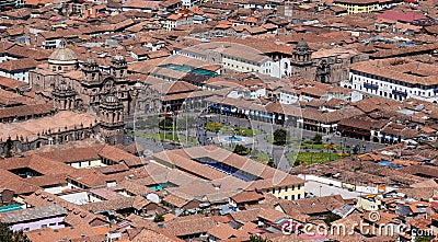 Cityscape of Cusco Peru. View at the Cathedral Editorial Stock Photo