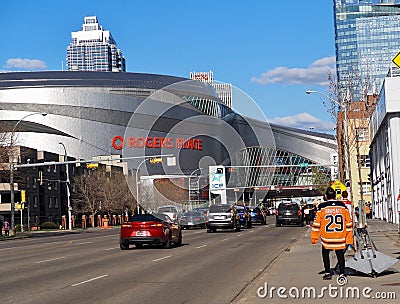 Cityscape Of Downtown Edmonton And Rogers Place Editorial Stock Photo