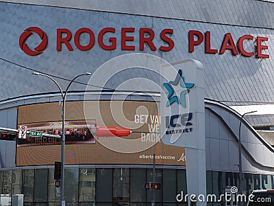 Cityscape Of Downtown Edmonton And Rogers Place Editorial Stock Photo