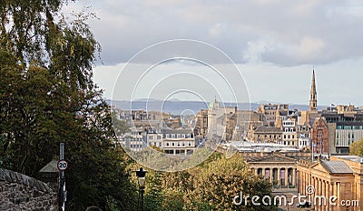 Cityscape of Edinburgh, Scotland featuring the Old Town's stone buildings Stock Photo