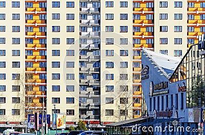 Cityscape. Facade of a multi-storey residential building Editorial Stock Photo