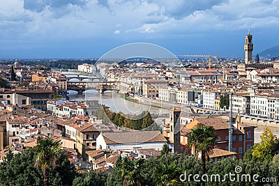 Cityscape Florence with bridge and palace Stock Photo