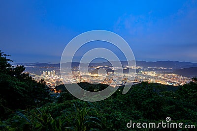 Cityscape of Gimhae at night Stock Photo