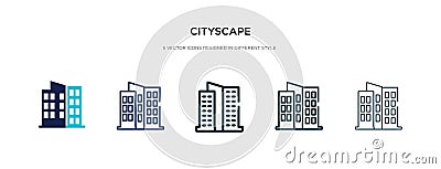 Cityscape icon in different style vector illustration. two colored and black cityscape vector icons designed in filled, outline, Vector Illustration