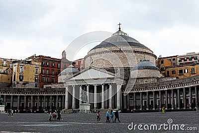 Cityscape image of Naples, Piazza del Plebiscito Editorial Stock Photo